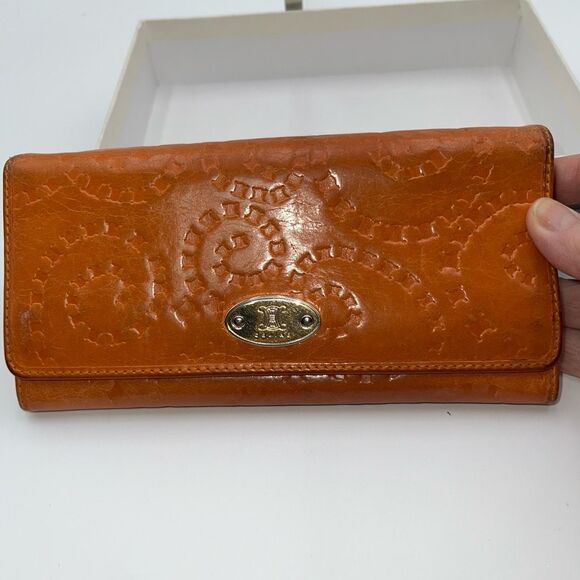 CELINE RARE Embossed Macadam Long Leather Wallet with full inclusion - Picture 1 of 14